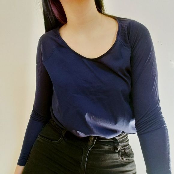 ✨2FOR15$✨French Connection Dark Blue/Navy Long sleeve T-Shirt - Picture 3 of 9